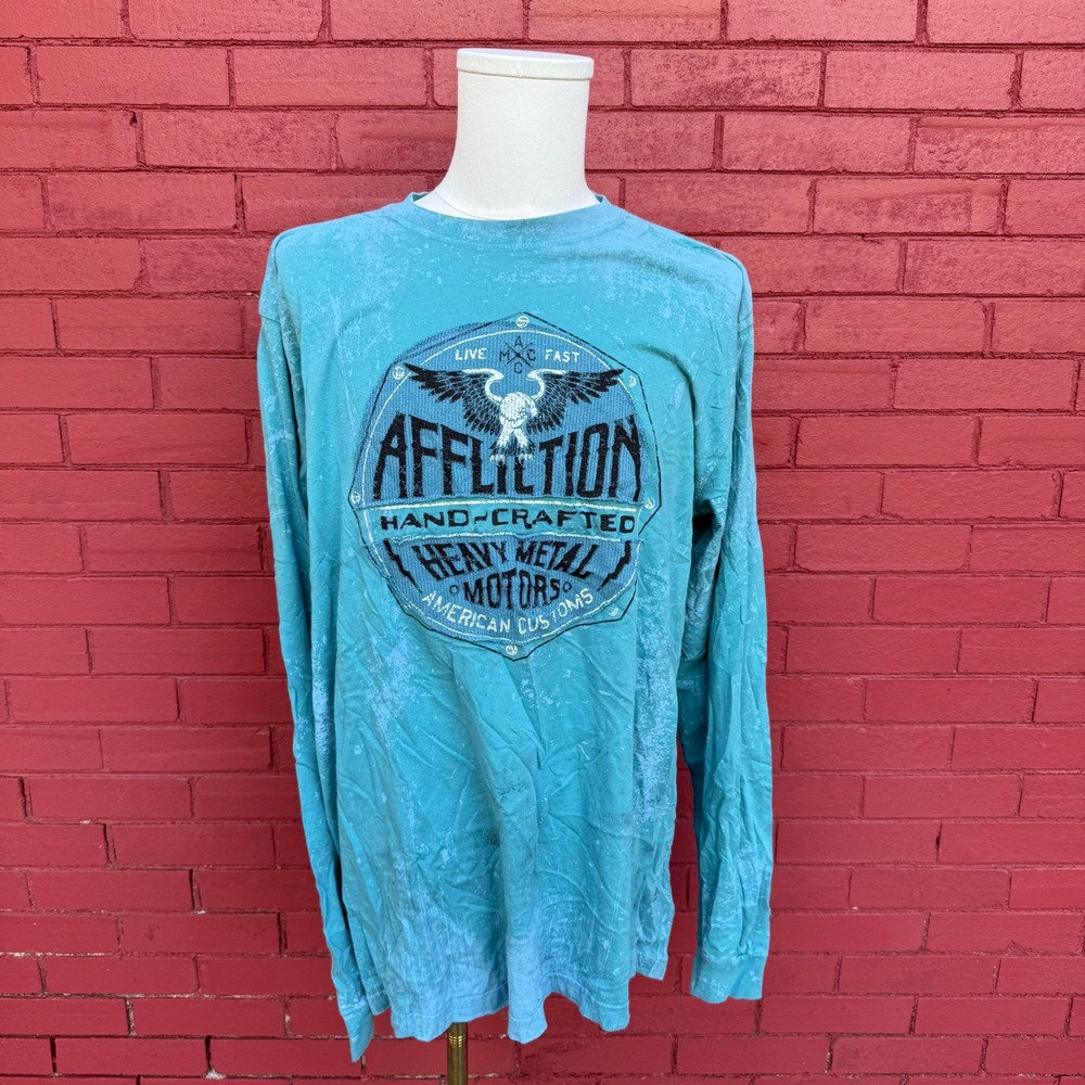 Affliction Heavy Metal Motors Long Sleeve T Shirt Mens 2XL American Customs